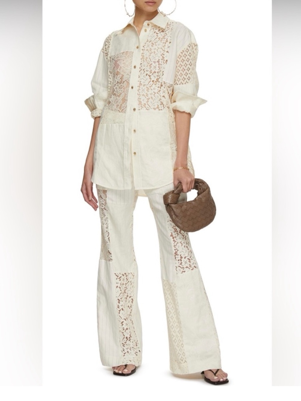 3-piece SET ZIMMERMANN Luminosity Patchwork lace linen and silk jacquard 00